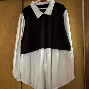 Black and White Layered Blouse